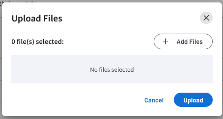 Upload files screen